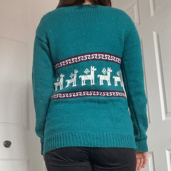 100% Alpaca Wool Teal Sweater - Picture 3 of 15